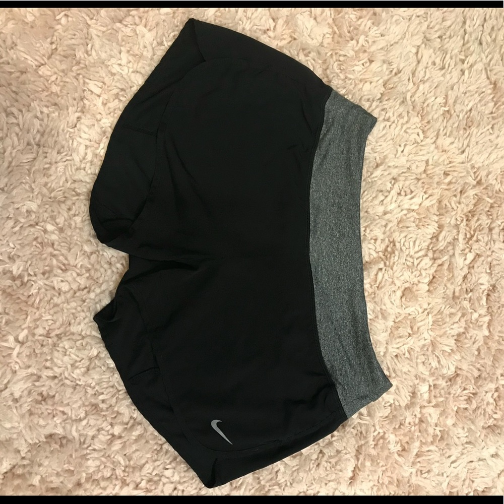 Nike shorts black with gray belt area!